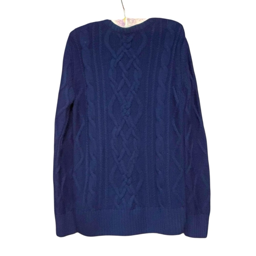 Boast Women's Chunky Fisherman Cable Wool Knit Crewneck Sweater‎ Navy Size L - Picture 3 of 11
